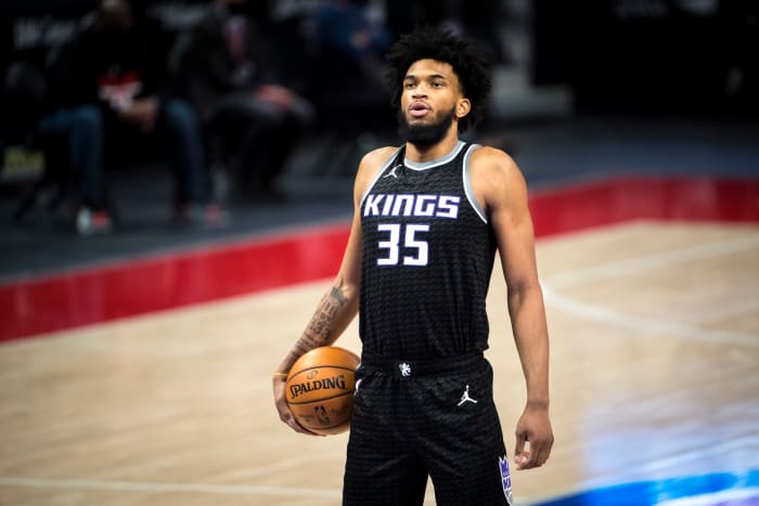 Kings big man Marvin Bagley steps up to take a free throw.
