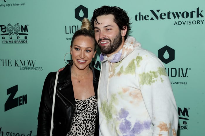 Baker Mayfield and his wife.