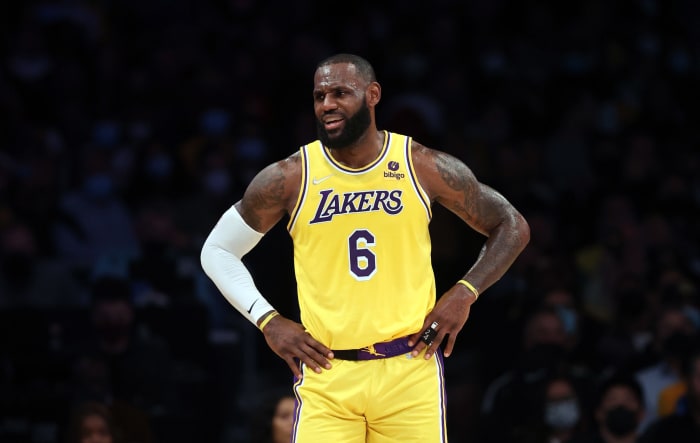 LeBron James on the court.