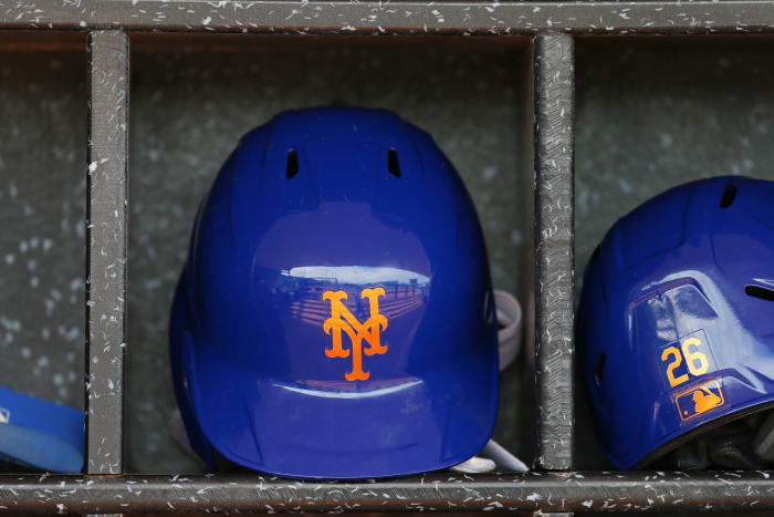 A New York Mets batting helmet.