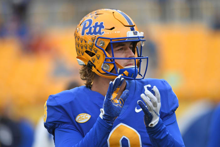 Kenny Pickett warms up before a game.