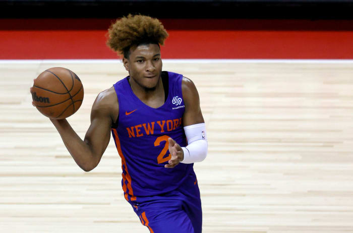 Miles McBride running the floor for the Knicks.