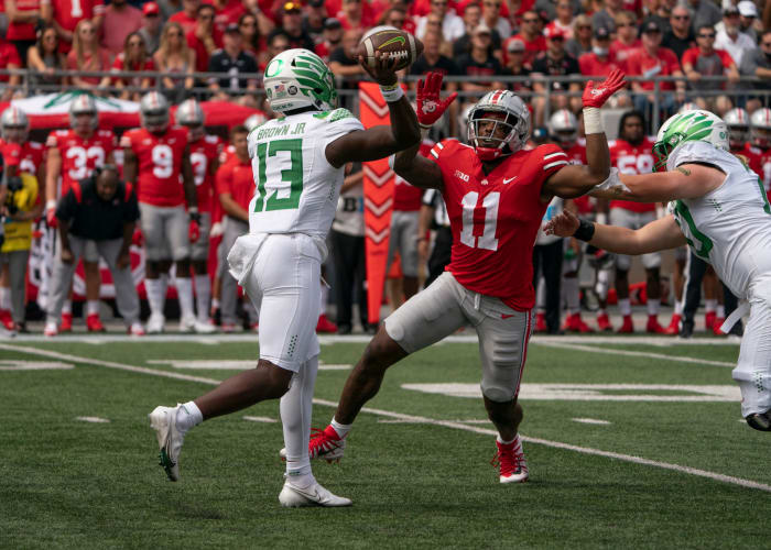 Anthony Brown attempts a pass.