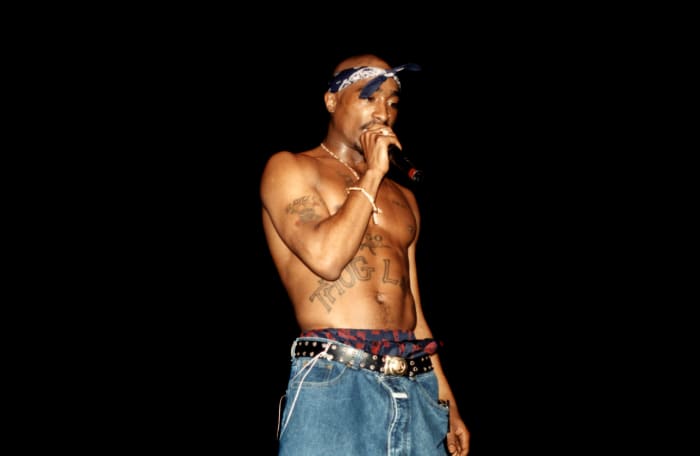 Tupac Shakur live in concert in the 1990s.
