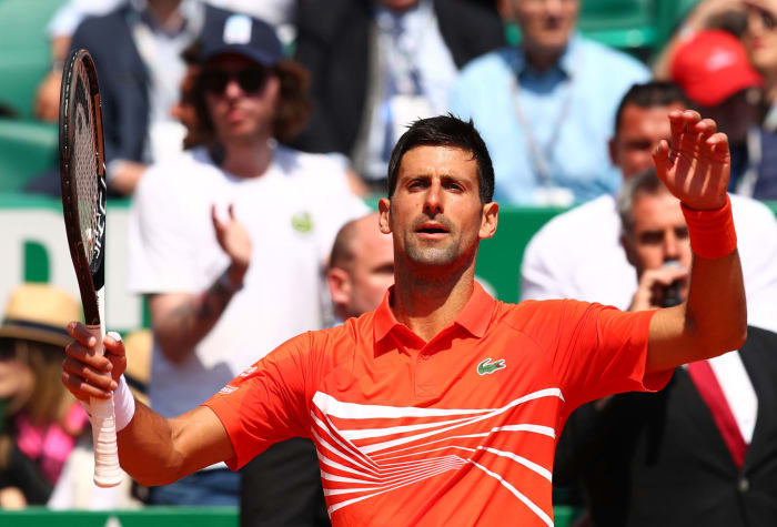 Novak Djokovic celebrating a victory.