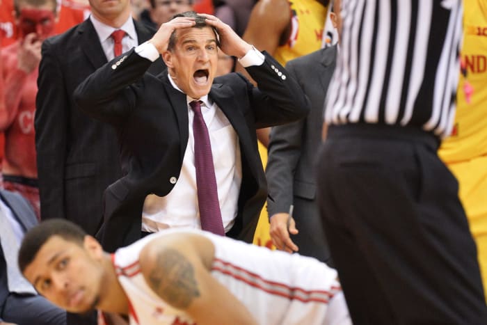 Maryland basketball coach Mark Turgeon screaming.