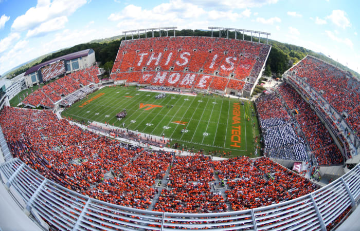 A general view of Virginia Tech's football field.