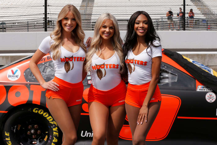 Hooters waitresses at a NASCAR race