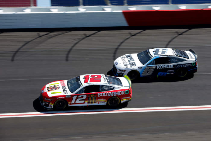 NASCAR driver Brad Keselowski on the track
