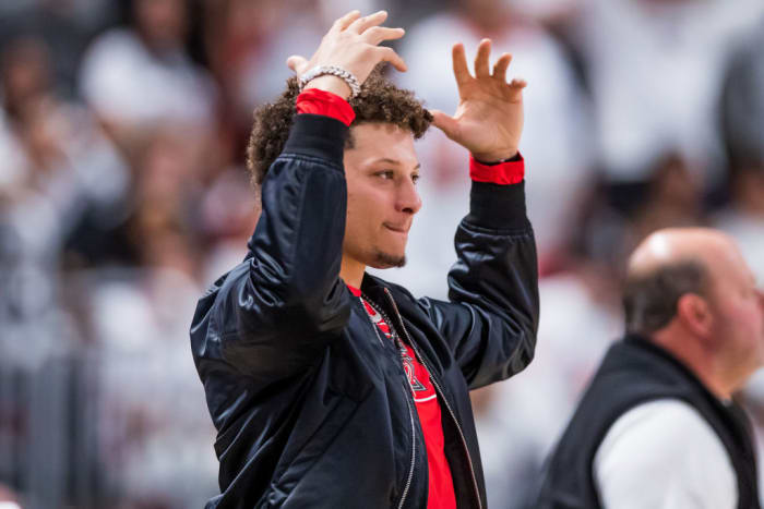 Patrick Mahomes watching a Texas Tech game.