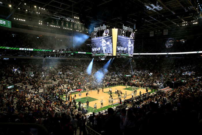 General look at the Milwaukee Bucks stadium.