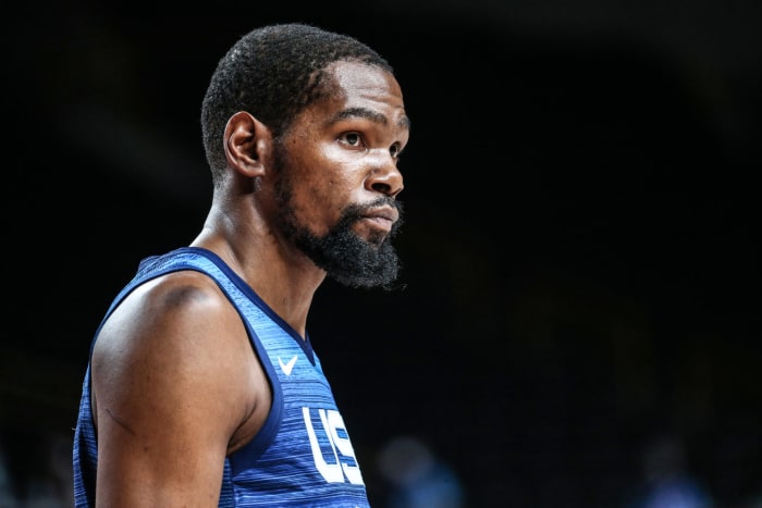Kevin Durant playing for Team USA in Tokyo.