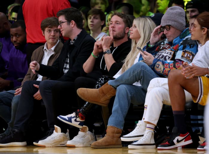 Matthew and Kelly Stafford at a Lakers game