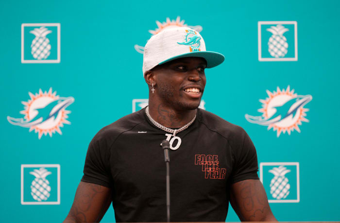 Tyreek Hill introduced as the newest member of the Dolphins.