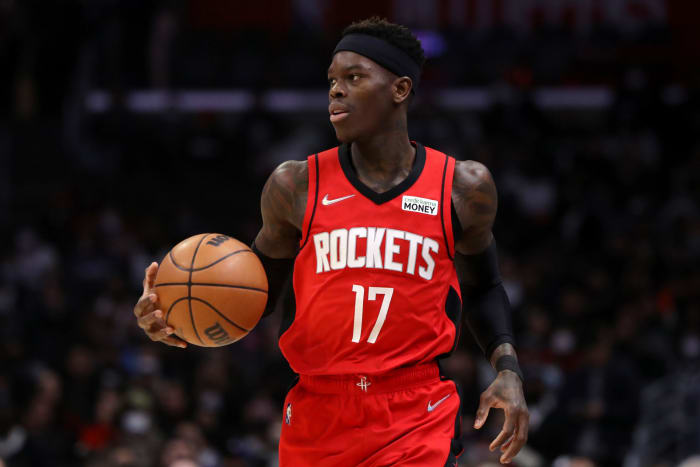 Rockets point guard Dennis Schroder on the court.