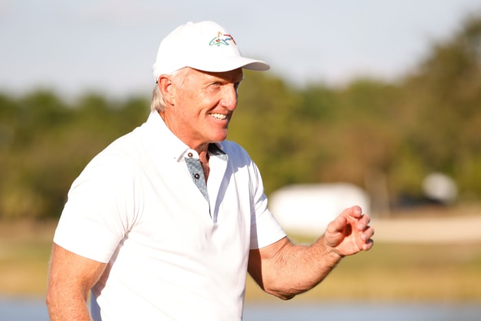 Greg Norman on the golf course.