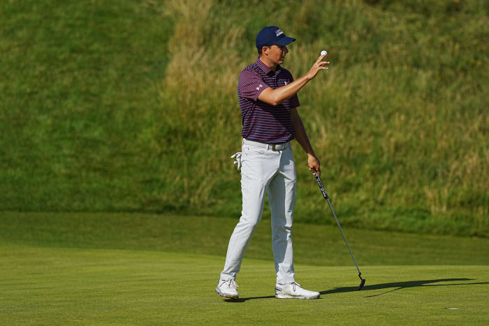 Jordan Spieth after a birdie at The Open.