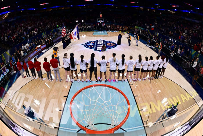 National anthem during the women's Final Four