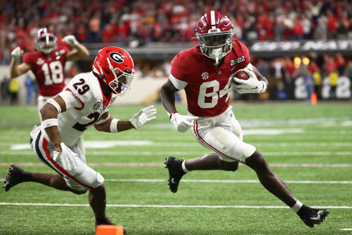 Agiye Hall tries to evade a Georgia defender.