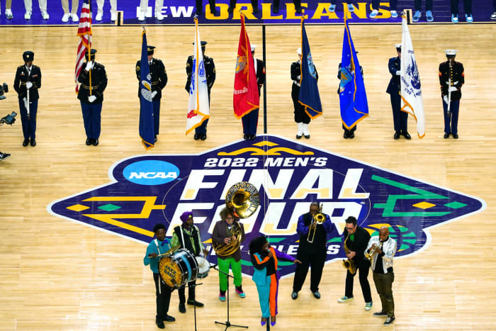 Pregame before Kansas-North Carolina game.