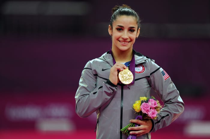 Aly Raisman on the podium.