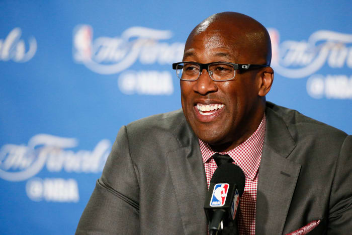 NBA assistant coach Mike Brown during an NBA Finals press conference in 2017.
