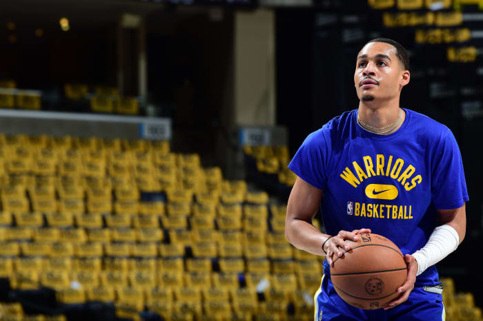Golden State Warriors guard Jordan Poole before a playoff game in Memphis.