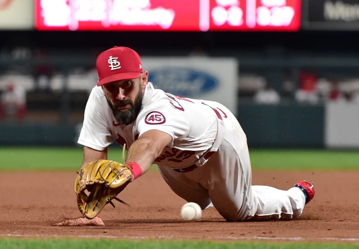Former Cardinals star Matt Carpenter on the infield.