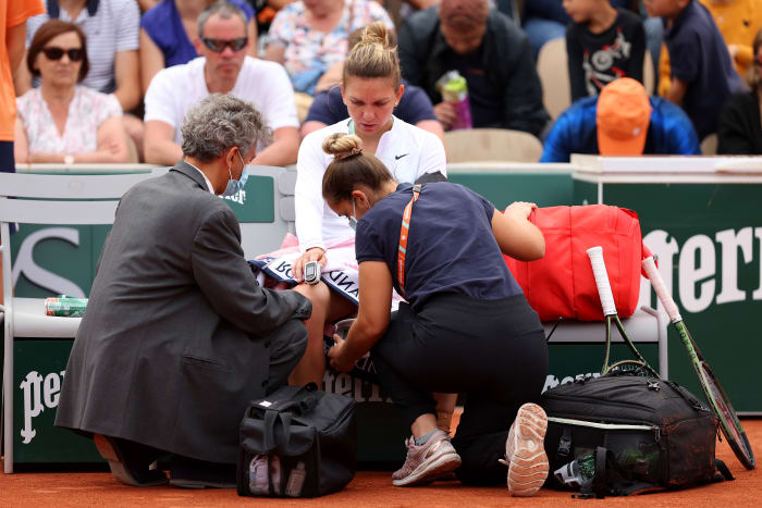 Simona Halep at the French Open on Thursday.