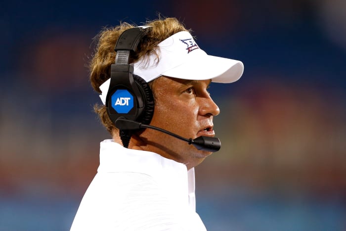 A closeup of Lane Kiffin.