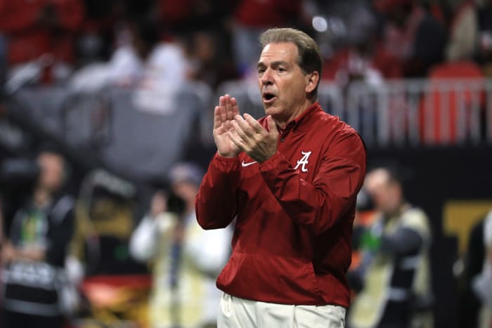 alabama football head coach nick saban in the national title