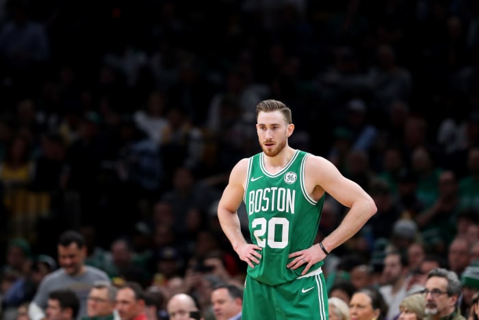 Gordon Hayward on the court for the Boston Celtics.