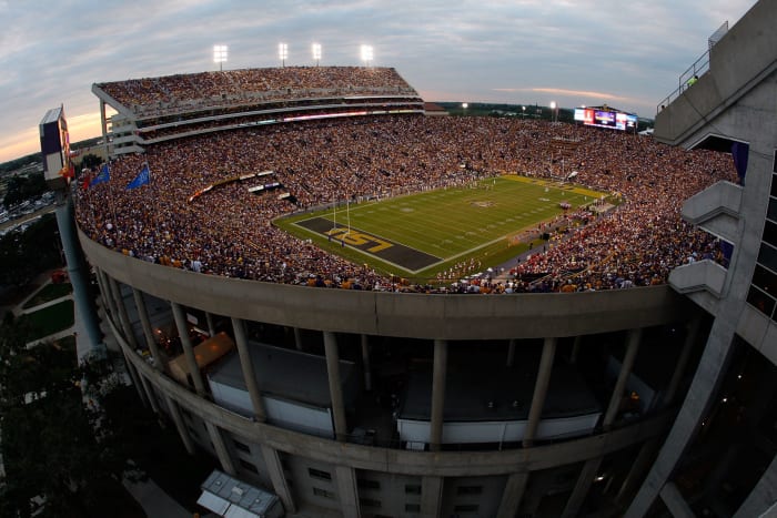 A wide-action shot of the crowd at an LSU game.