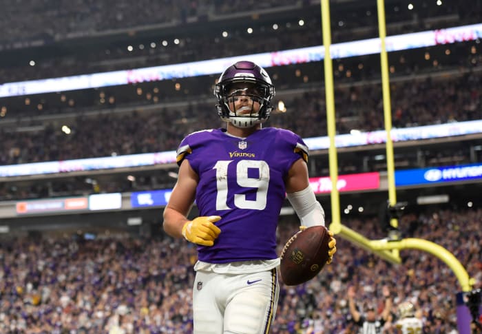 Adam Thielen celebrating a Minnesota Vikings touchdown.