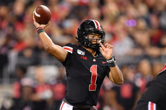 Ohio State quarterback Justin Fields against Michigan State.