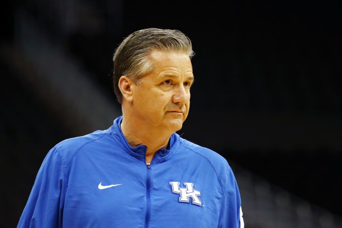 John Calipari during warmups prior to a Kentucky game.