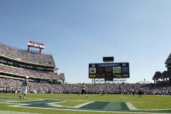 A field level view of the Tennessee Titans stadium.