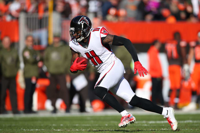 Julio Jones running with the football.