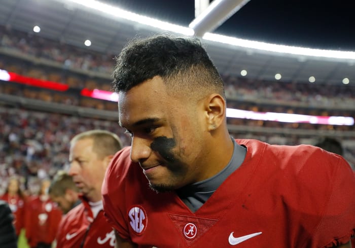 A closeup of Tua Tagovailoa.