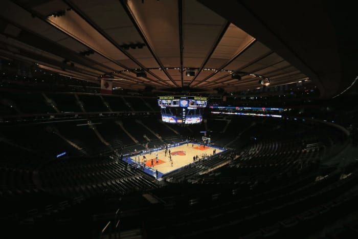 A general view of the basketball court before fans are admitted to the arena.