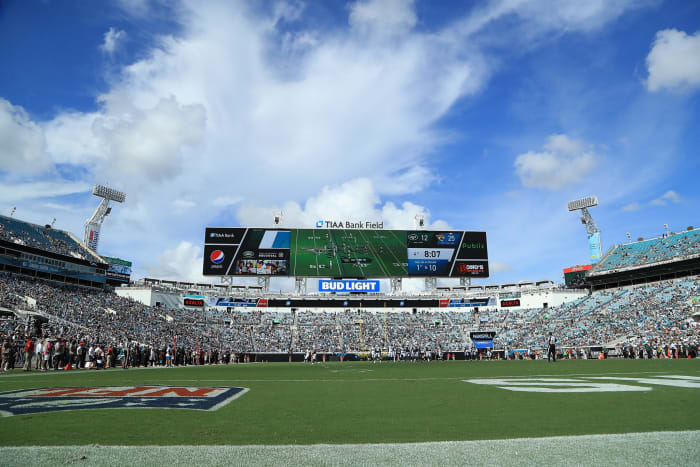 A general view of the Jacksonville Jaguars stadium.
