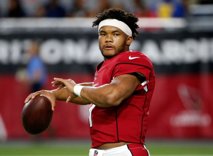 Arizona Cardinals quarterback Kyler Murray throws a pass during warm-ups.