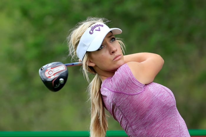 paige spiranac plays golf