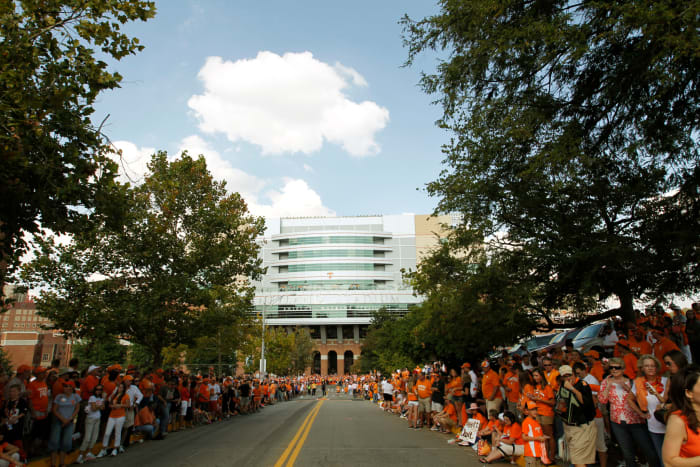 An exterior view of Neyland Stadium.