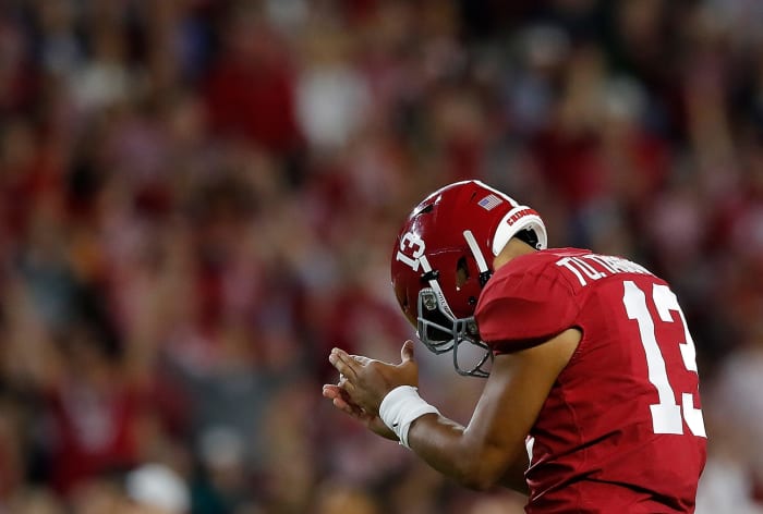 Alabama quarterback Tua Tagovailoa in the first half against Tennessee