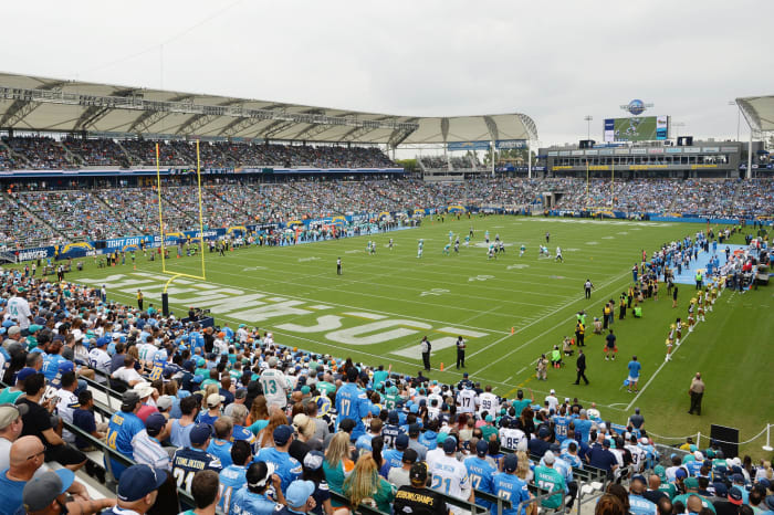 A general view of the Los Angeles Chargers stadium.