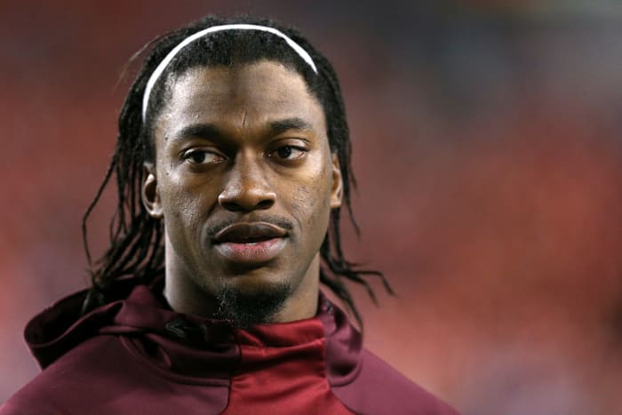 A closeup photo of Robert Griffin III.