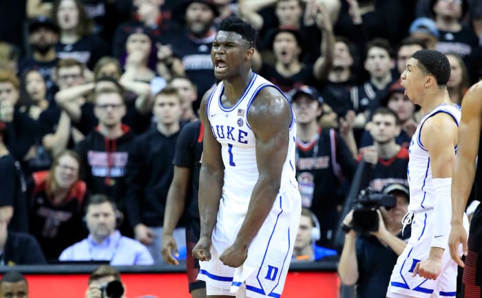 duke players celebrate during the comeback vs. louisville