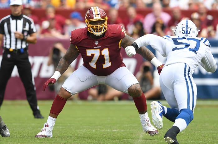 Trent Williams pass blocking for the Washington Redskins.