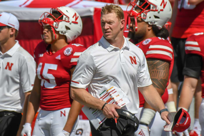 Scott Frost roams the sideline for Nebraska.